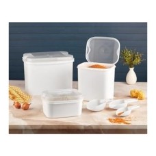Prime Masal Un ve Bakliyat Kabı 10 Lt + 4,5 Lt + 1,6 Lt Beyaz Saklama Kabı Kürek, BEYAZ-2959