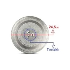 Prime Iyi Parça Mikrodalga Fırın Döner Cam Tabak 24,5cm Çapında Tırnaklı Borcam Tepsi Orijinal