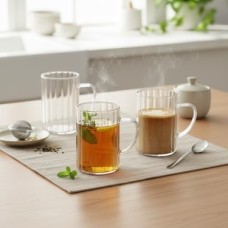 3'lü Borosilikat Cam Kupa Seti - 300 ml Dayanıklı Ince ve Hafif Çay/kahve Bardağı - Kurşunsuz Ekolojik (3 Adet)