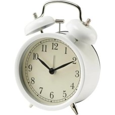 Prime Dekad Analog Nostalji-Alarmlı Saat Çanlar Çalar Saat ile Metal Kasa ve Ön Cam – G x D x Y 10 x 6 x 14 cm – Beyaz