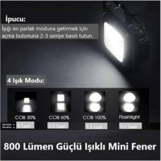 3 Adet LED Anahtarlıklı Metal Kasa El Feneri Şişe Açacağı Usb’li Şarj Edilebilir Cep Boy Cob 800MAH