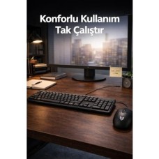 Prime Km-03 USB Kablolu Klavye Mouse Set Türkçe Q Siyah