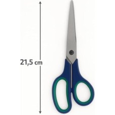 21.5 cm Paslanmaz Çelik Büyük Ofis Makası – Ergonomik Kauçuk Saplı, Yeşil-Lacivert Renkli, Ev & Büro Tipi