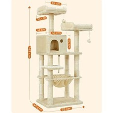 Feandrea PCT15BE Tırmalama Ağacı, 143 cm Yüksekliğinde, 11 Tırmalama Sütunlu Kedi Ağacı, 2 Platform, 1 Kedi Mağarası, 1 Hamak, 2 Pelüş Top, Pelüş, Çok Katlı Tasarım, Bej Feandrea PCT15BE Tırmalama Ağacı, 143 cm Yüksekliğinde, 11 Tırmalama Sütunlu Kedi Ağacı, 2 Platform, 1 Kedi Mağarası, 1 Hamak, 2 Pelüş Top, Pelüş, Çok Katlı Tasarım, Bej