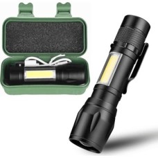 USB Şarjlı Mini El Feneri – Ultra Güçlü LED Fener, 3 Modlu Işık, Metal Kasa, Klipsli Taşınabilir Aydınlatma, Kutulu Cep Feneri, Şarj Kablosu Dahil