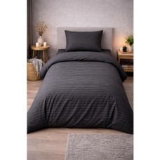 Vionetta Pamuk Çizgili Otel Serisi Lastikli Çarşaflı Tek Kişilik Nevresim Takımı