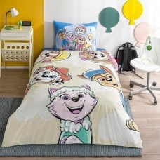 Paw Patrol Cloud Desenli Tek Kişilik Pamuk Nevresim Takımı Acı Kahve 70 x 200 cm