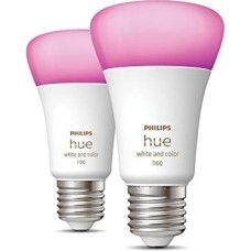 Hue Beyaz ve Renkli Ambiyans, E27 Akıllı LED Ampul, 75W Eşdeğeri, 75W, 1100 Lümen, Bluetooth Uyumlu, 2'li Paket, Alexa, Asistan ve Homekit ile Çalışır, Renkli Beyaz