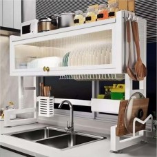 Prime Evye Üstü Bulaşık Kurutmalık 105X30X80 cm Beyaz Çok Amaçlı Mutfak Organizer Raf Beyaz