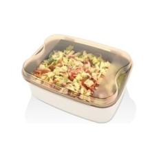 Prime Rendeli Saklama Kabı - Masal Krem Kesme Tahtalı ve Rendeli Şeffaf Bakır Kapak Salata Kabı 4500ML, Krem