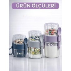Beylini 3 Lü Set Taşınabilir Kaşık+Çatal Kapaklı Yoğurt Müsli Granola Yemek Diyet Saklama Kabı And Go Bardak Kahvaltı Salata Hazırla Çık