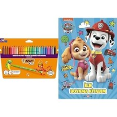 Bıc Kids Kid Couleur 24'lü Keçeli Boya Kalemi ve Paw Patrol Ilk Boyama Kitabım