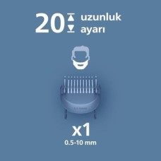 Prime Beard Trimmer 3000 Serisi, Siyah, 20 Uzunluk Ayarı, Kendini Bileyen Bıçaklar, 60 Dakika Kablosuz Kullanım, Usb-A Şarj, BT3617/15