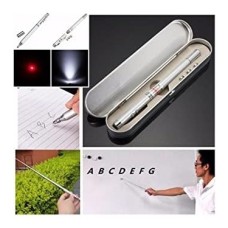 Prime Metal Kutulu Kırmızı Lazerli, LED Işıklı Mıknatıslı Pointer Kalemi Işaretçi Uzayabilen Sunum Çubuğu Teleskopik Metal Tükenmez Kalem (PRS-1521G)
