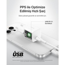 Usb-C Fiş 25 W - Usb-C Telefon Şarj Cihazı, 16, 15 Plus, Pro, Pro Max, Ipad, Galaxy S25, 9, Switch ve Fazlası Için Pd 3.0 Pps Hızlı Şarj Cihazı, Beyaz