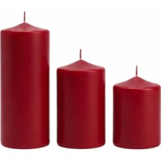3’lü Kırmızı Silindir Mum Seti, Içten Yanan Dekoratif Blok Mumlar, Küçük 7x7 Cm, Orta 7X10 Cm, Büyük 7X15 Cm, Uzun Süre Yanış, Kokusu Olmayan Şık Mum Seti