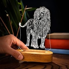 Prime Geometrik Aslan Tasarımlı 3D LED Gece Lambası