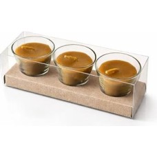 Balmumu Mum, 50 ml Cam Bardak Tealight Mum, 3X16 Saat Yanma Süresi, Doğal Bal Mumu, Sarı, 3'lü Paket Tealight