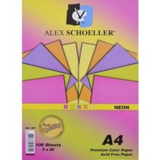 Prime Alex Schoeller Karışık Fon Kartonu Neon Renkler A4 100'LÜ Paket