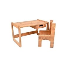 Prime Tek Kişilik Çekmeceli Ahşap Çocuk Oyun & Aktivite Masa ve Takımı - 18MM Ceviz Renk Mdf