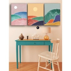Prime (PSTER45) Soyut Gün Üçlü Kanvas Tablo Seti, Premium 3'lü Canvas, 3 Parçalı Duvar Tablosu 50 x 70