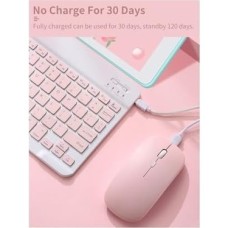 Mk-4 Kablosuz Ergonomik Apple-Android-Windows Manyetik Tablet Kılıf Uyumlu Klavye Mouse Kiti(Türkçe Q Klavye) (Pembe)