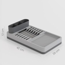 Aqua Gri Tezgah Üstü Bulaşıklık - 42X26X12 cm Pratik Tabak ve Bardak Kurutma Rafı - Modern Mutfak Organizeri