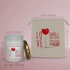 Candle – Love Note Koleksiyonu Wood & Spice Sandal Kokulu Cam Bardak Mum, 135 G, Metal Kapaklı ve Bez Keseli, Hediyeye Hazır Tasarım Mum, Sevgililer Günü & Özel Günler Için