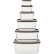 Prime 6’lı Saklama Kabı Seti Koyu Kum Beji Kapaklı | 300 ml – 3150 ml Çok Amaçlı Gıda Saklama Kabı | Bpa Içermeyen Şeffaf Plastik