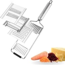 4 Bıçaklı Metal El Rendesi – Mandolin Tipi Çok Amaçlı Rende ve Dilimleyici, Peynir Sebze Meyve Doğrayıcı, Paslanmaz Çelik Gövde, Ergonomik Saplı Pratik Mutfak Aleti