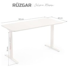 Prime Rüzgar Çalışma Masası Beyaz (140X60)