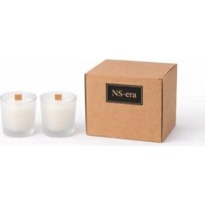 Dekoratif Sandal Ağacı Kokulu Ahşap Fitil 40 ml Kutulu Hediyelik Mum Buzlu Şat Bardak 2'li Set Mum