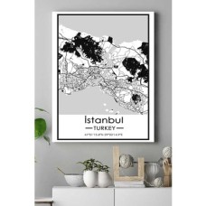 (PSTER14394) Istanbul Harita Dekoratif Tasarım Kanvas Tablo 21 x 30
