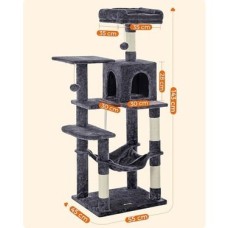 Feandrea PCT161G01 Tırmalama Ağacı, 143 cm Yüksekliğinde, Kedi Ağacı, Çok Katlı Kedi Evi, 4 Tırmalama Sütunu, 2 Platform, Hamak, Mağara, Duman Grisi Feandrea PCT161G01 Tırmalama Ağacı, 143 cm Yüksekliğinde, Kedi Ağacı, Çok Katlı Kedi Evi, 4 Tırmalama Sütunu, 2 Platform, Hamak, Mağara, Duman Grisi