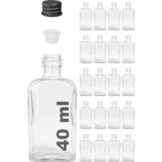 Prime 40 ml Kolonya Tıpalı ve Metal Kapaklı Hediyelik Yassı Kolonya Şişesi 40 cc Nişan, Düğün Cam Şişe 20 Adet (40 ml Yassı, Siyah Kapak )