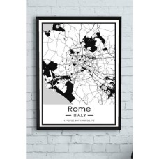 Prime (PSTER14410) Italya Roma Harita Dekoratif Tasarım Çerçeveli Tablo 21 x 30
