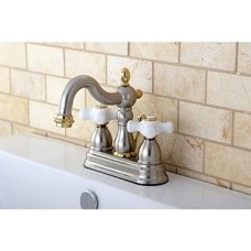 KB1609PX 4 Lavabo Bataryası Porselen Çapraz Kolu, Fırçalanmış Nikel/parlak Pirinç KB1609PX 4 Lavabo Bataryası Porselen Çapraz Kolu, Fırçalanmış Nikel/parlak Pirinç