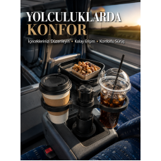 Araç Bardaklık Genişletici Çift Bardak Tutucu ve Tepsili Düzenleyici - Lisinya
