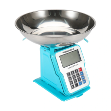 30kg 1g Dijital Kefeli Terazi Pilli ve Adaptörlü Elektronik Tartı, Paslanmaz Çelik Tepsili Tutar Hesaplama Mavi ( Lisinya )