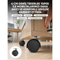 Kilitsiz 6 cm Tekerlek Ayak Tek Adet - Lisinya