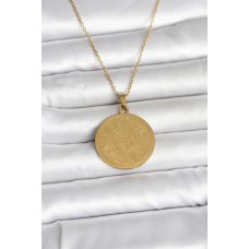 316L Çelik Gold Renk Ayetel Kürsi Yazılı Kolye - Lisinya 316L Çelik Gold Renk Ayetel Kürsi Yazılı Kolye - Lisinya