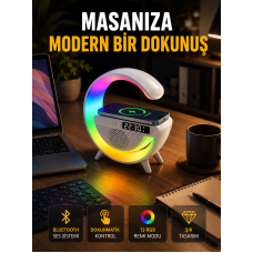 13 Renk Seçenekli Kablosuz Şarj Cihazlı LED Lamba - Lisinya