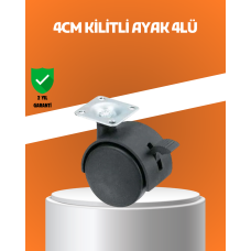 Kilitli Mini Tekerlek Ayak 4 cm 4’lü Set - Lisinya