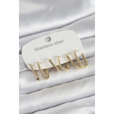 316L Çelik Gold Renk 6'lı Set Geometrik Model Kadın Küpe - Lisinya 316L Çelik Gold Renk 6'lı Set Geometrik Model Kadın Küpe - Lisinya