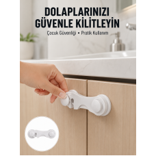 4 Adet Bebek Güvenlik Dolap Kilidi Çift Taraflı Bantlı Kolay Montajlı Emniyet Seti Yeni Nesil - Lisinya