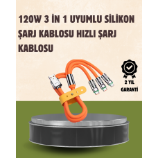 120 W Şarj ve Veri Aktarımı Kablo– 3 Başlıklı Çok Amaçlı Kablo Yüksek Hızlı - Lisinya