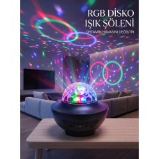 RGB Bluetooth Disko Lambası Dahili Hoparlörlü Müzikli Parti Işığı USB ve TF Kartlı - Lisinya