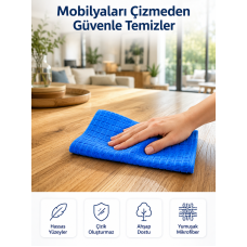 Profesyonel Mikrofiber Temizlik Bezi Çok Amaçlı Yüksek Emici Çizmeyen Temizlik Bezi 40x40 cm - Lisinya