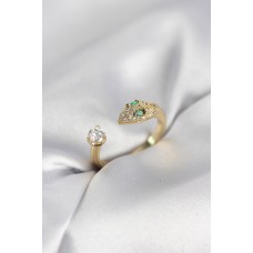 Yılan Model Zirkon Taşlı Gold Renk Kadın Yüzük - Lisinya