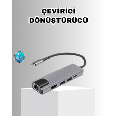 Alüminyum Kasalı MacBook USB-C Hub – 4K HDMI, USB 3.0, SD/TF Kart Girişi, PD Şarj Desteği - Lisinya